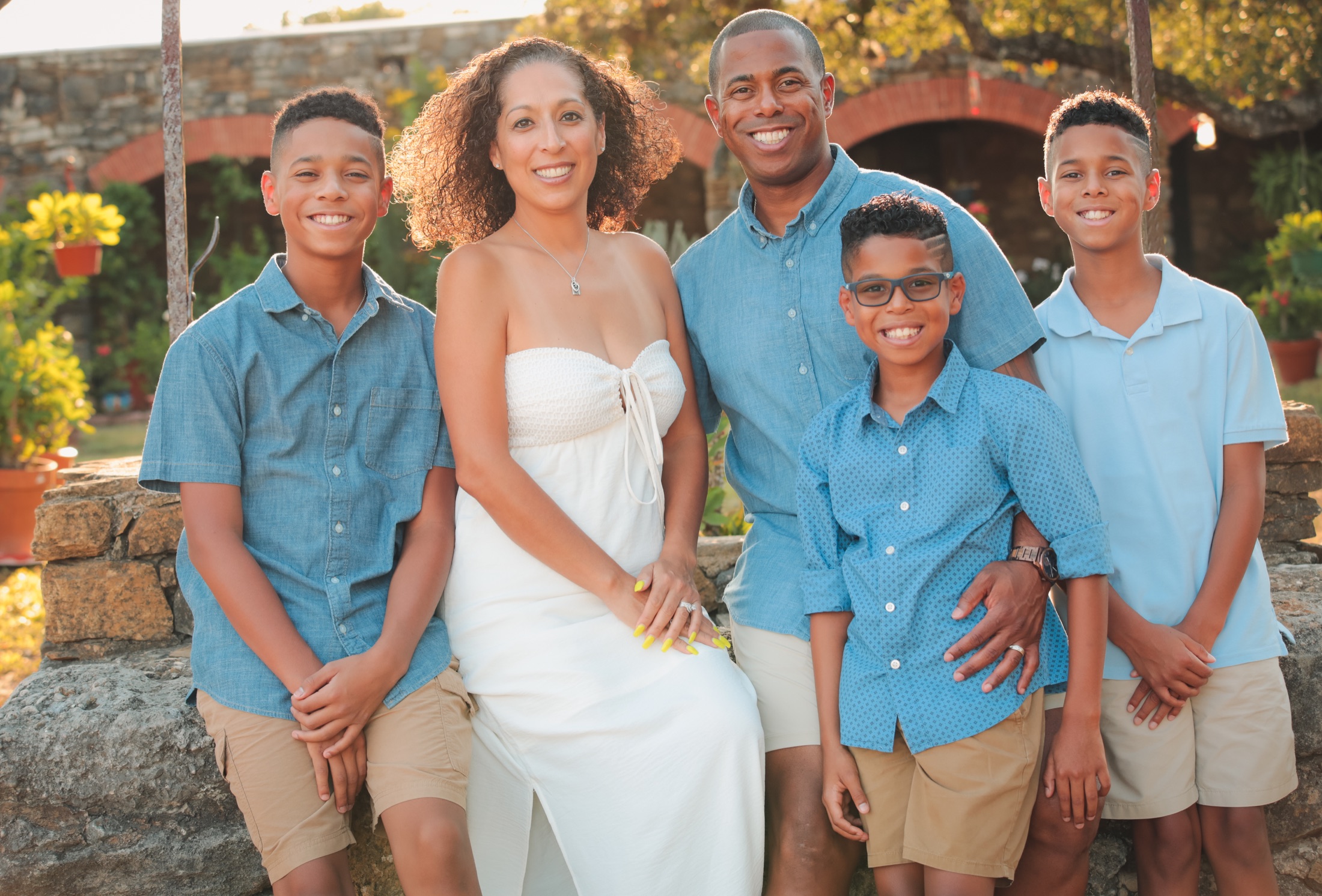 Ryan J. Nichols with his wife and three sons in San Antonio